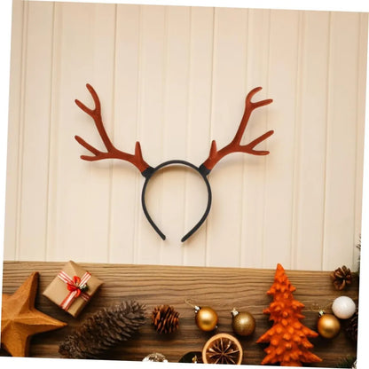 C Diadema De Ciervo Con Astas Realistas - Diadema Navideña