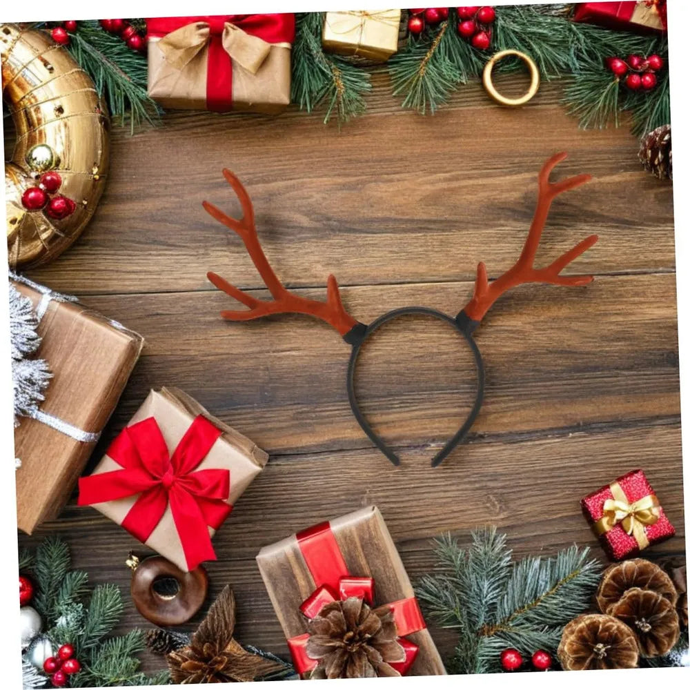 C Diadema De Ciervo Con Astas Realistas - Diadema Navideña