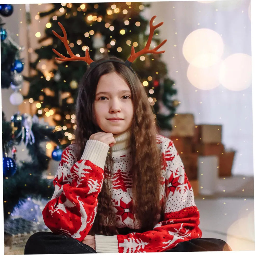 C Diadema De Ciervo Con Astas Realistas - Diadema Navideña