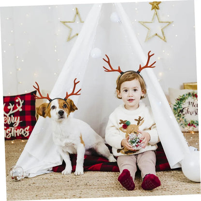 C Diadema De Ciervo Con Astas Realistas - Diadema Navideña