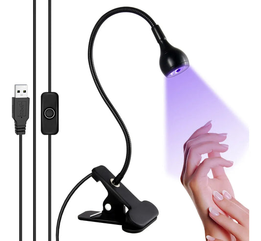 Lámpara Uv Led Cuello De Cisne Para Uñas Usb Con Clip Gel 5w