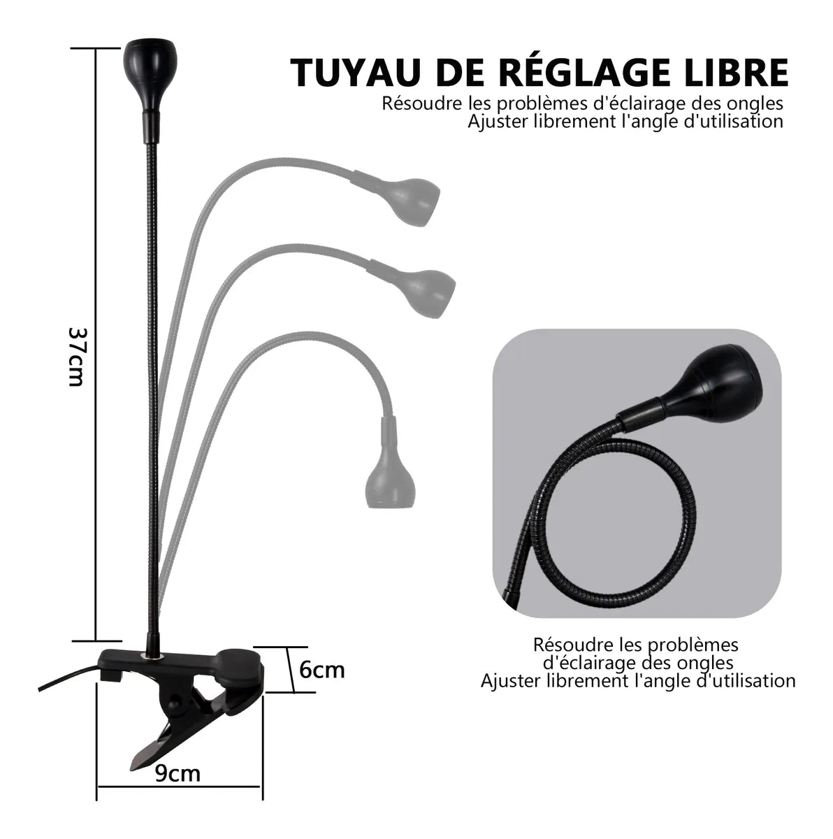 Lámpara Uv Led Cuello De Cisne Para Uñas Usb Con Clip Gel 5w