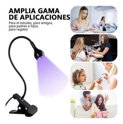 Lámpara Uv Led Cuello De Cisne Para Uñas Usb Con Clip Gel 5w